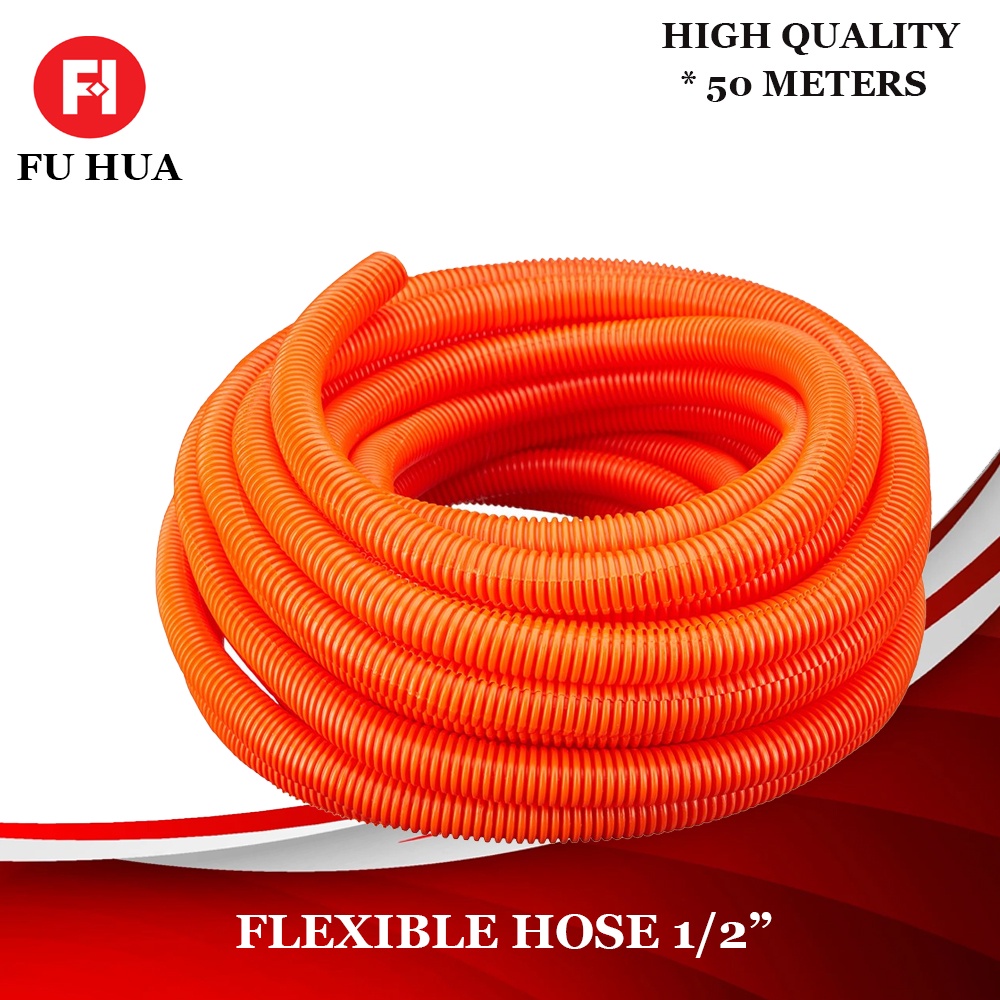 1/2 Inch, and 3/4 Inch PVC Corrugated Electrical Flexible Hose 50