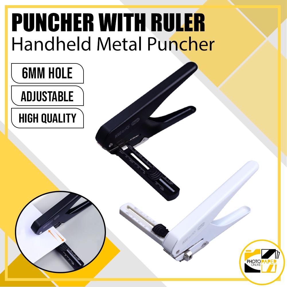 Hole Puncher 6mm with Ruler Handheld Metal Circle Puncher KW-TRIO