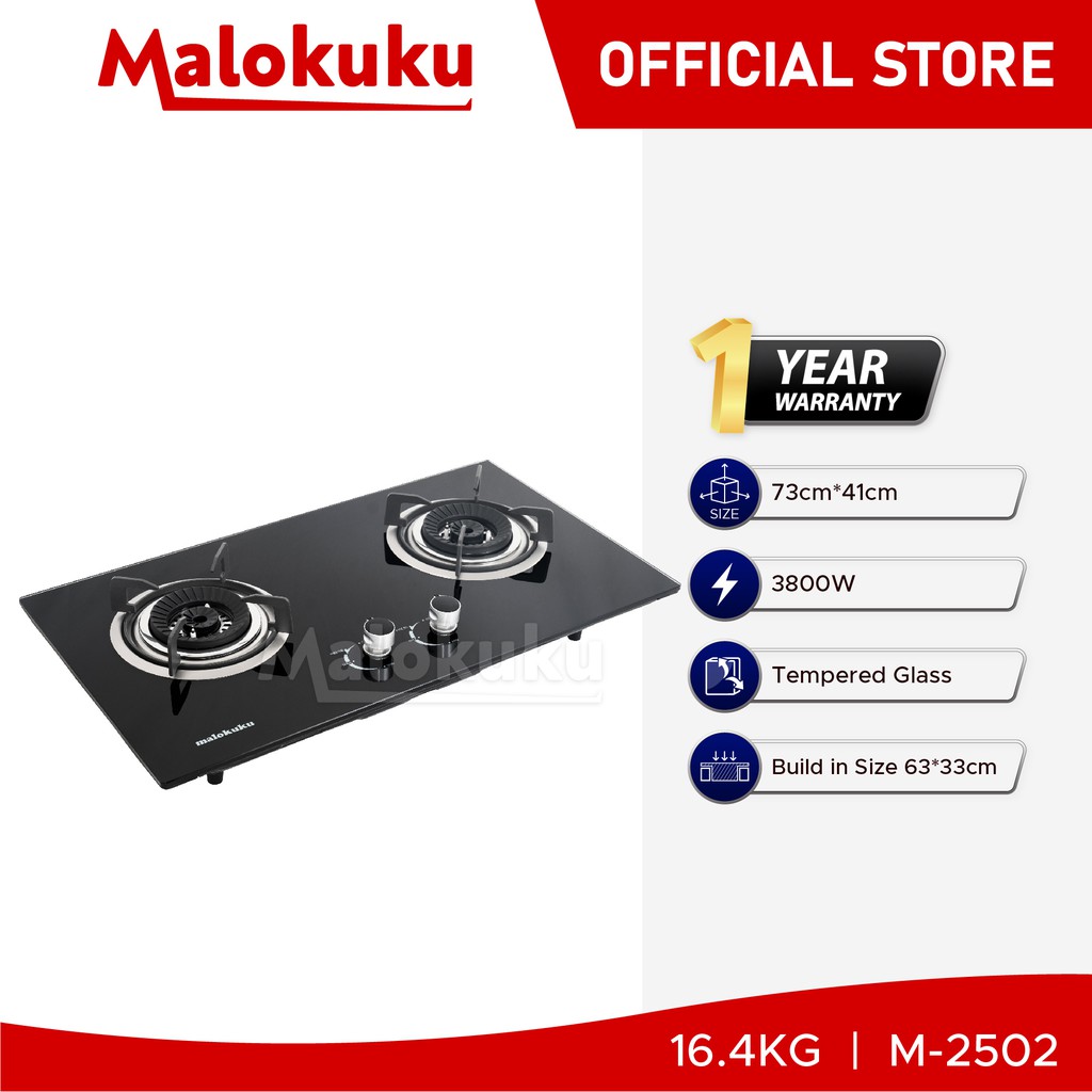 MALOKUKU M31205 Double Power Gas Cooker Tempered Glass Buildin Ultra
