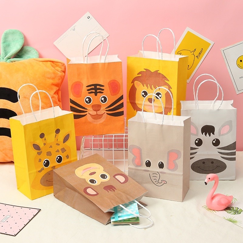 12pcs jungle safari theme Loot bag Loot Box paper Bag Balloon Headband