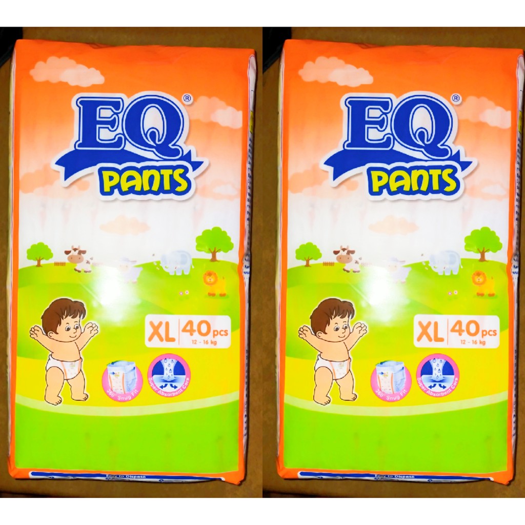 EQ Pants XL (1216 kg) 40 pcs x 2 pack (80 pcs) Diaper Pants, Triple Leak Protection