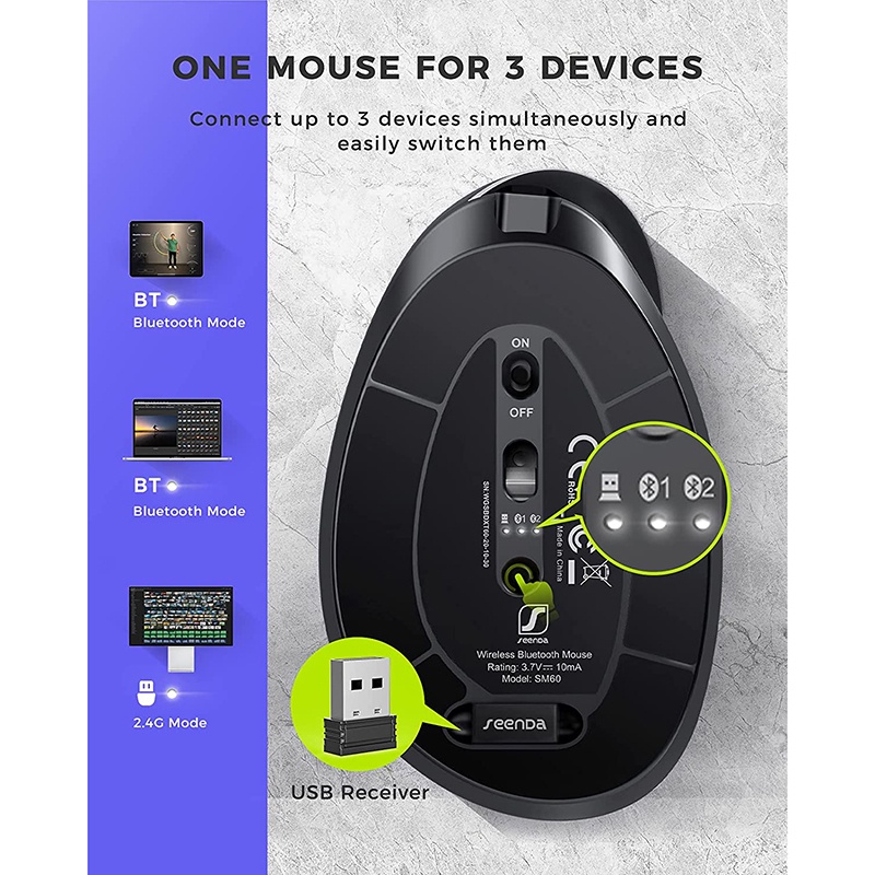 Best sellingSeenda Vertical Bluetooth Mouse Ergonomic Rechargeable
