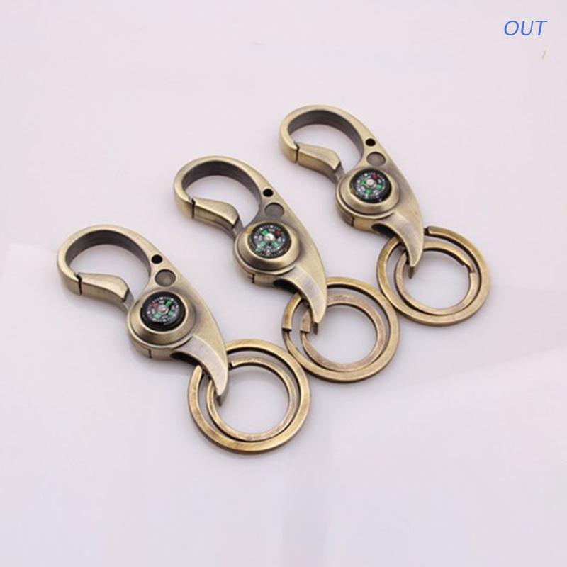 OUT Antique Bronze Keychain Marine Compass Keychain Durable Sturdy Key
