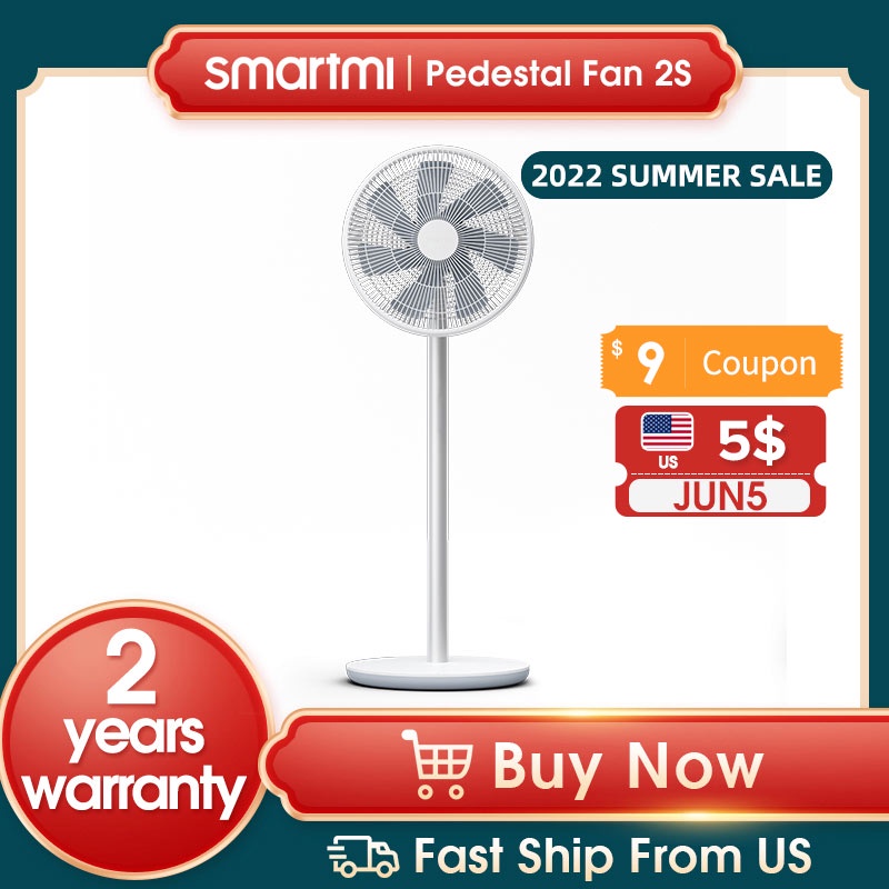 Smartmi Outdoor Pedestal Fan 2S, Standing Fans for Bedroom, Cordless