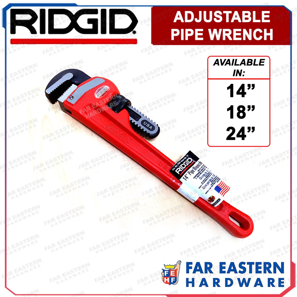 RIDGID Adjustable Pipe Wrench 12" 14" 18" 24" Made in USA