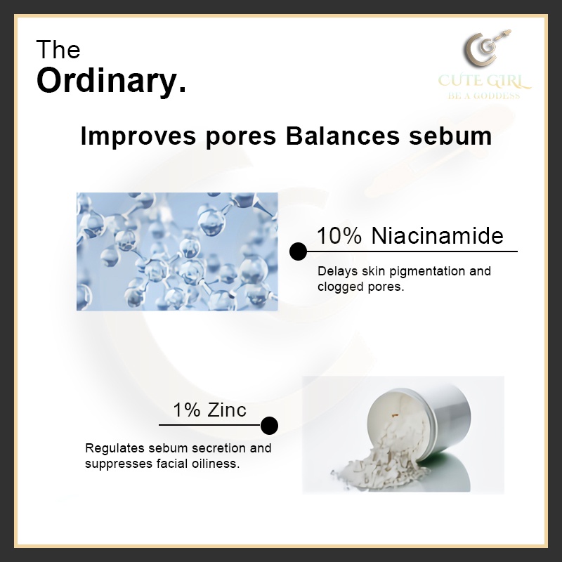 The Ordinary 【Best seller】 Niacinamide 10 + Zinc 1 Breakouts Pores