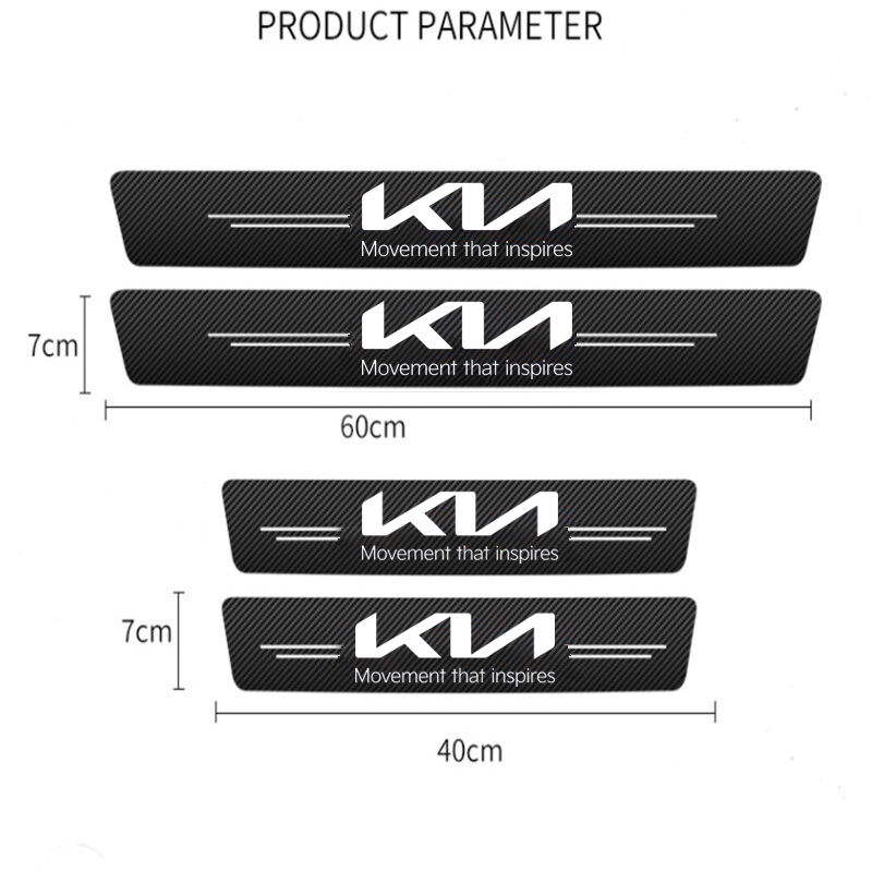 Car Carbon Fiber Door Threshold Sill Stickers Protector Strip for KIA Morning Seltos K3 Carens