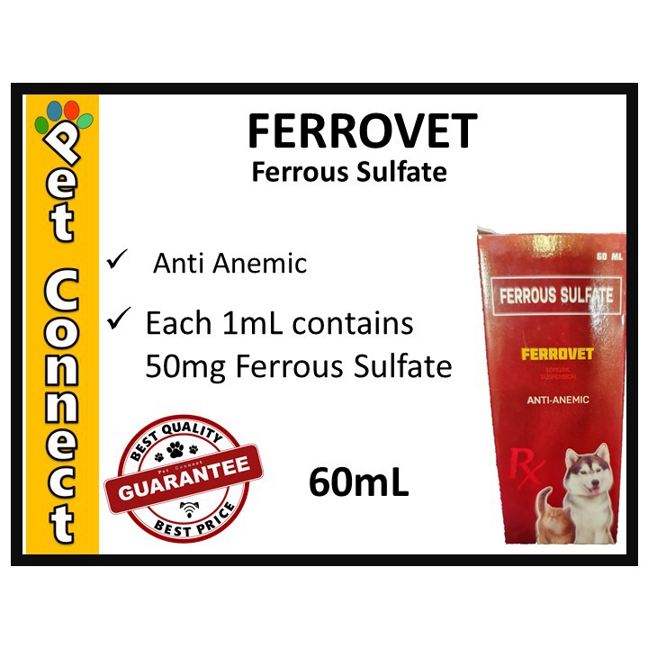 FERROVET Ferrous Sulfate Anti Anemic Iron for DOGS and CATS 60mL