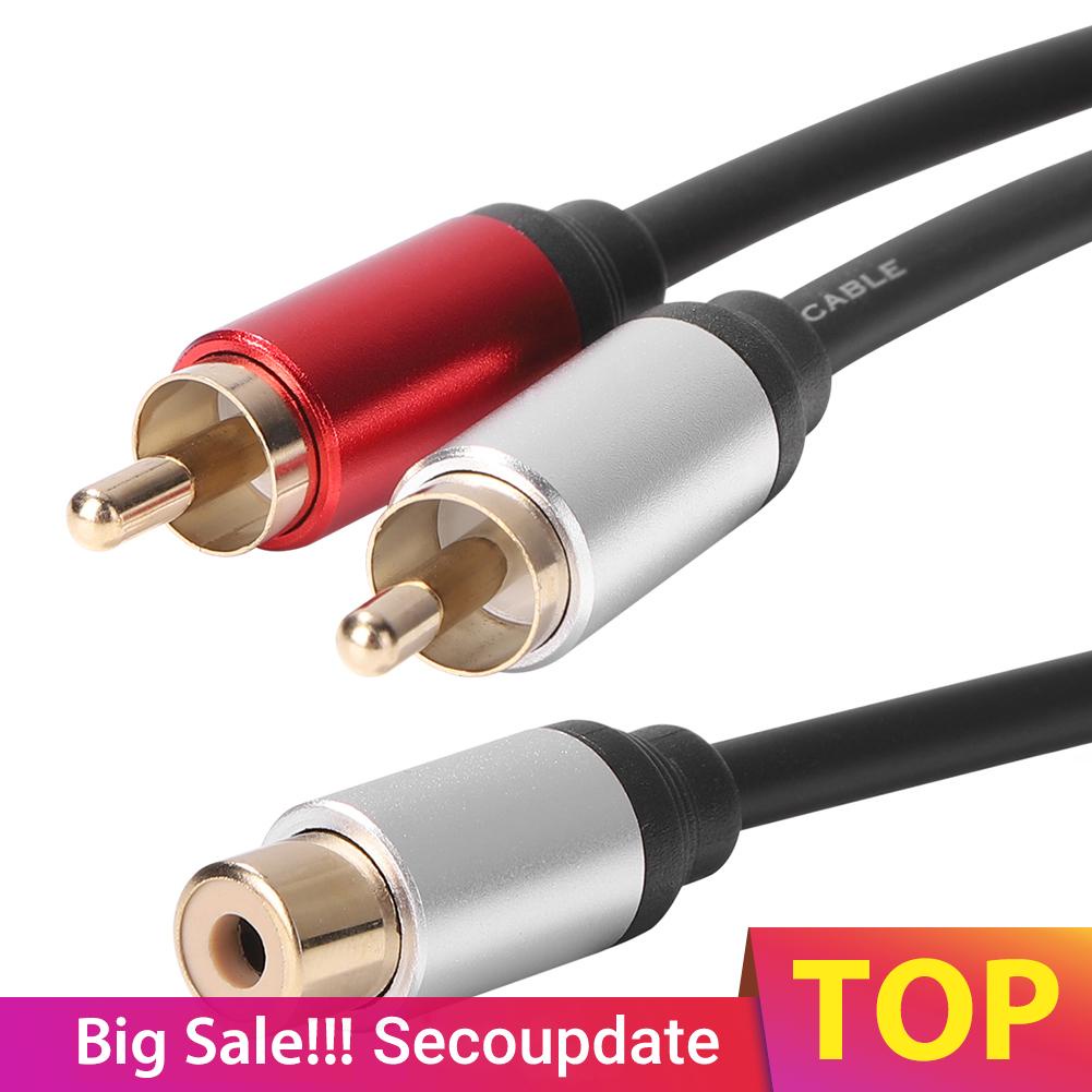Secoupdate Female to 2 Male RCA Jack Adapter Aux Audio Y Cable Splitter