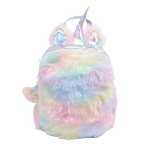 Ak Unicorn Fur Backpack Moe Fluffy Rainbow Backpack Import Korean Soft