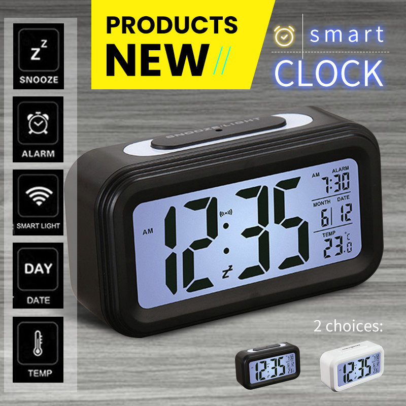 LCD Digital Electronic Alarm Clock Backlight Time With Calendar Table Digital Clock Shopee