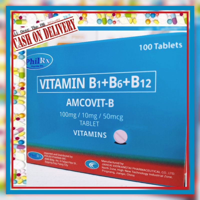 AMCOVITB VITAMINS B1+B6+B12 100mg/ 10mg/ 50mcg Tablet 100s Shopee