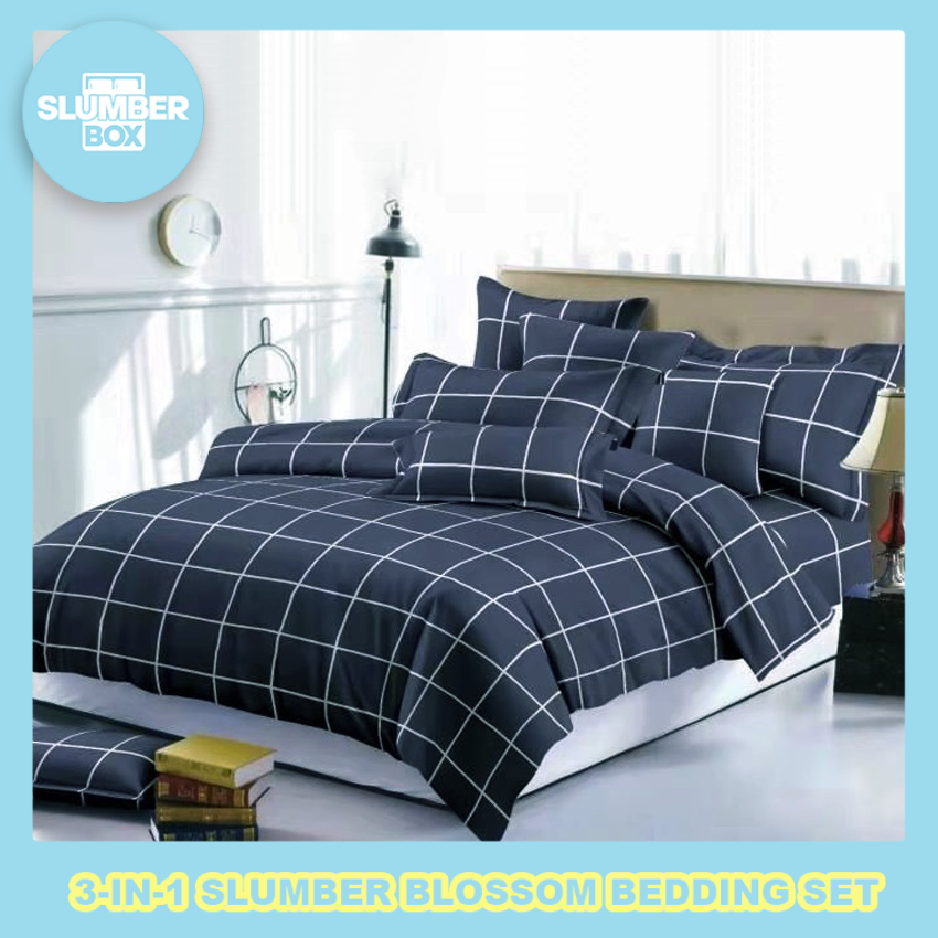Slumber Box 3in1 Beddings Bed Sheet Home Bedsheet Set (2 Pillowcase + 1