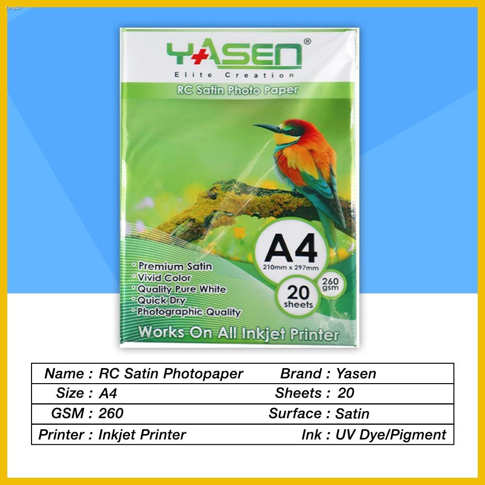 Yasen RC Satin Photo Paper A4 Size Matte Photopaper 260GSM (20 Sheets
