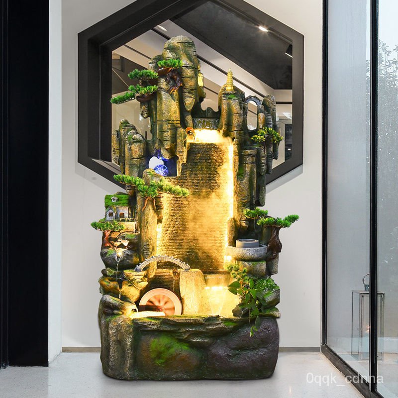 Large Artificial Mountain and Fountain Fengshui Wheel Water Curtain