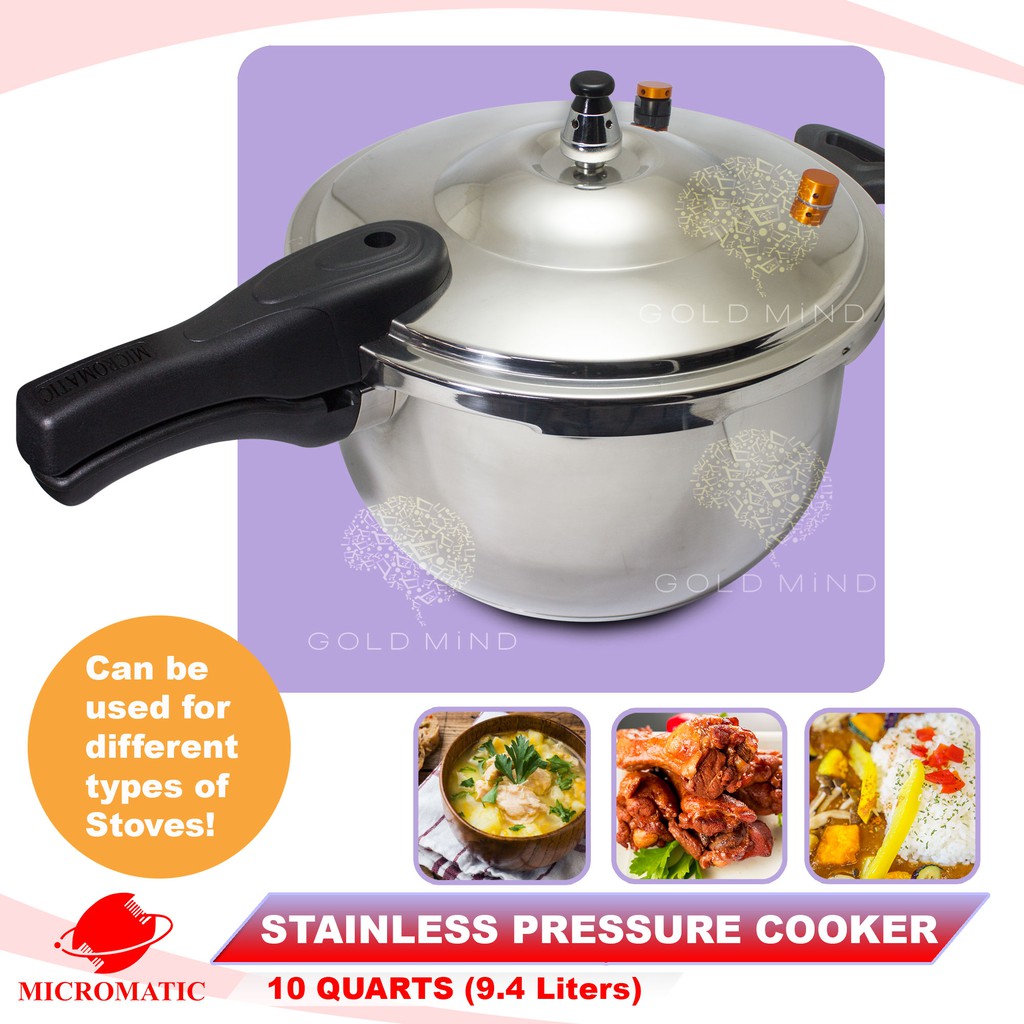 Micromatic Stainless Steel Pressure Cooker 10 Quarts 9.4 Liters