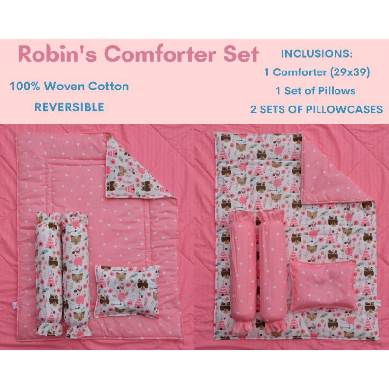REVERSIBLE 7 in 1 Baby Comforter Set/ Baby Beddings (Robin's Comfy Set