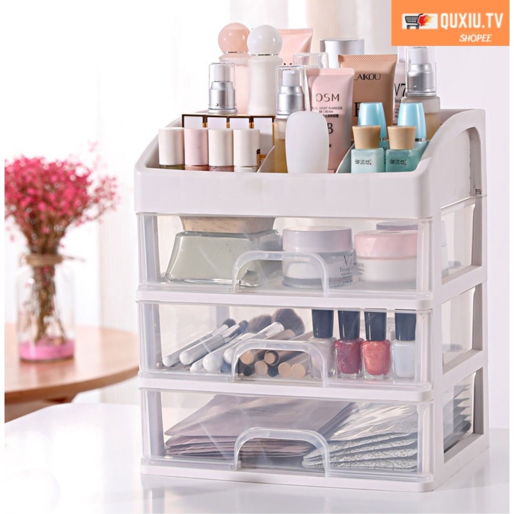 3 Tier Layer High quality Plastic Makeup Organizer with Drawer
