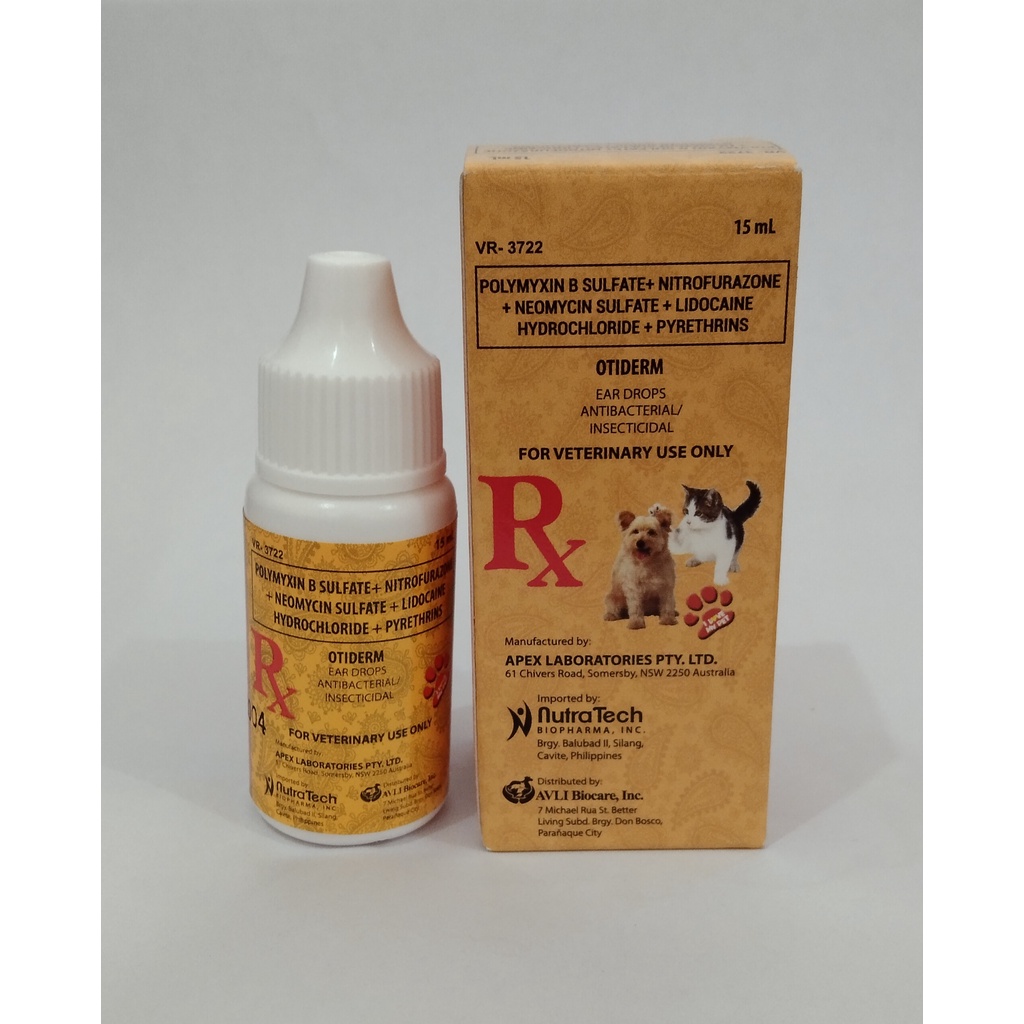 Otiderm Antibacterial & Insecticidal Ear Drops for Dogs and Cats (15ml