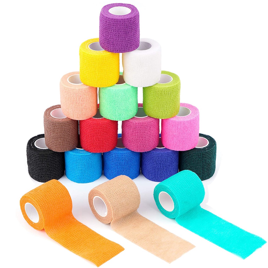 12 Roll Cohesive Bandage Tape Vet Wrap Self Adherent Wrap for Medical First Aid Sports Injury