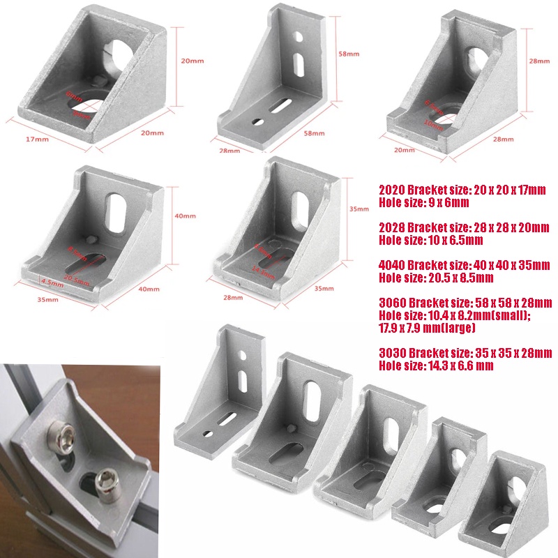 510pcs Aluminum Corner Bracket Fittings L type Angle Code for Industrial Connector Aluminium