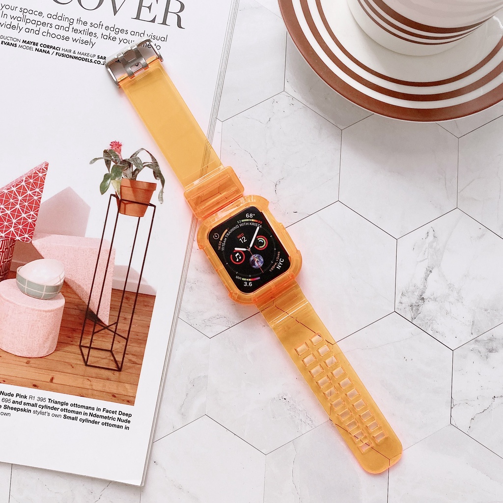 Jelly iWatch Strap for iWatch Serise 7 6 SE 5 4 3 2 Clear Plastic Watch Band for Iwatch 45mm