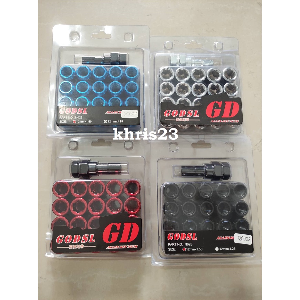 20pcs GD STEEL Lug Nuts 12mm x 1.50 Allen Key Wheel Nut Shopee