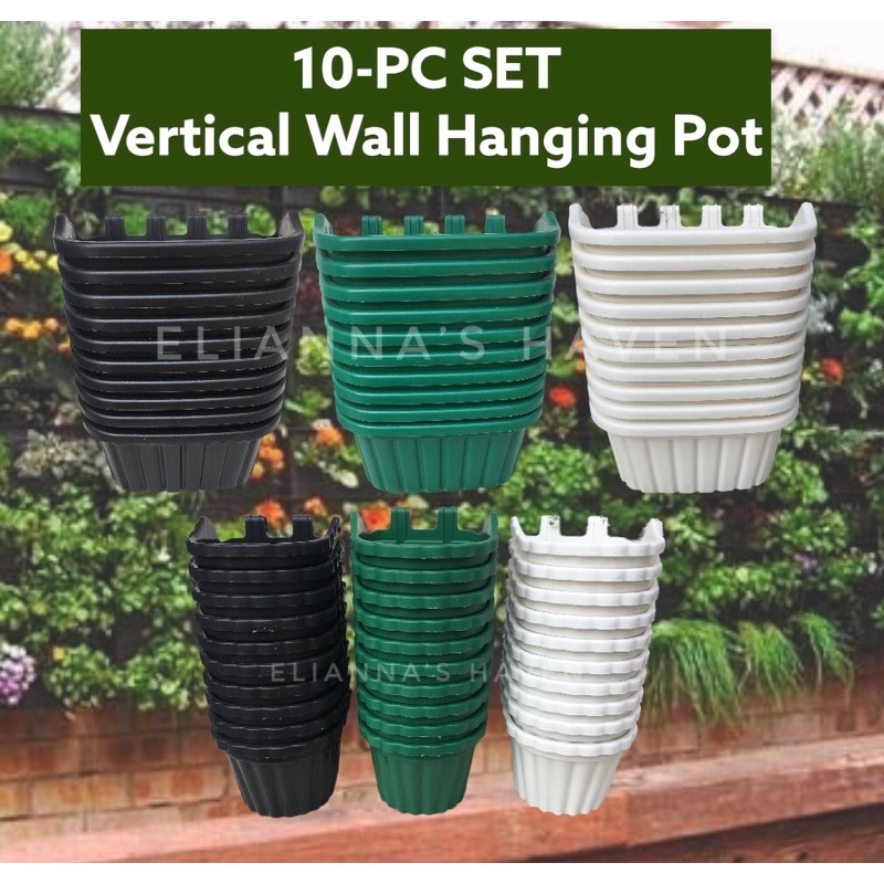 SETSAVER 10pcset Single/Double Vertical Wall hanging plastic plant pot