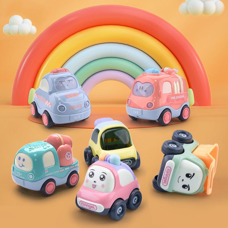 Music Toy Car Set Baby Pull Back Inertial Children Engineering Vehicle