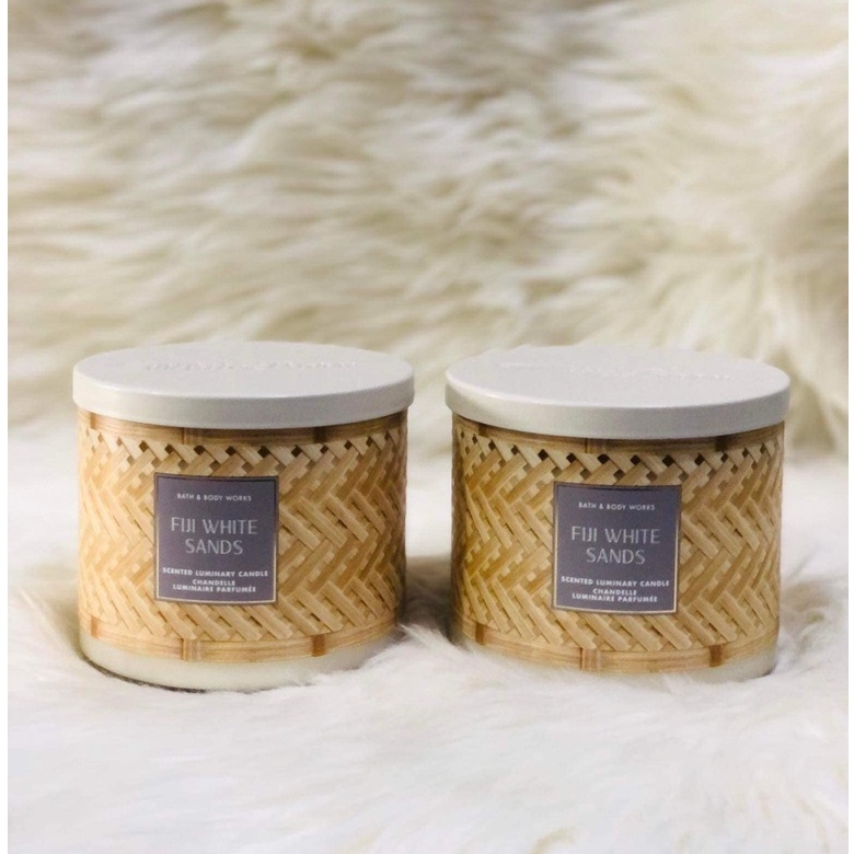 Authentic BATH & BODY WORKS FIJI WHITE SANDS 3 WICKED CANDLE 14.5 oz