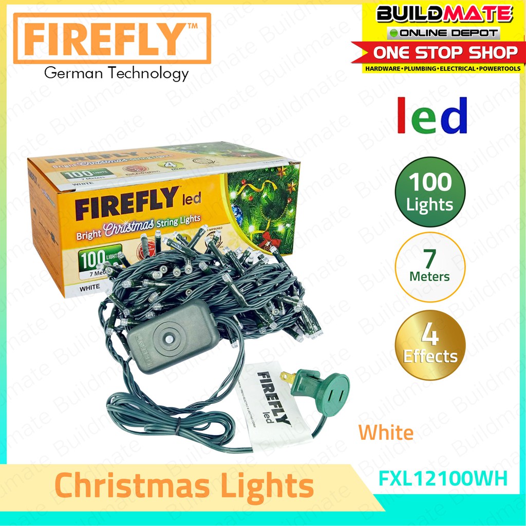 FIREFLY 100 LED White Christmas Lights Green Wire FXL12100WH •BUILDMATE• Shopee Philippines