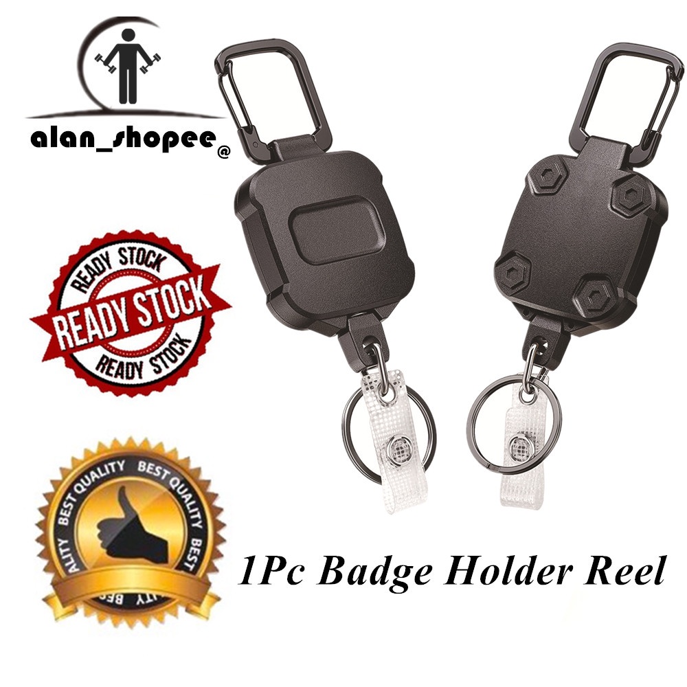 1 Pack ELV Self Retractable ID Badge Holder Key Reel, Heavy Duty, 32