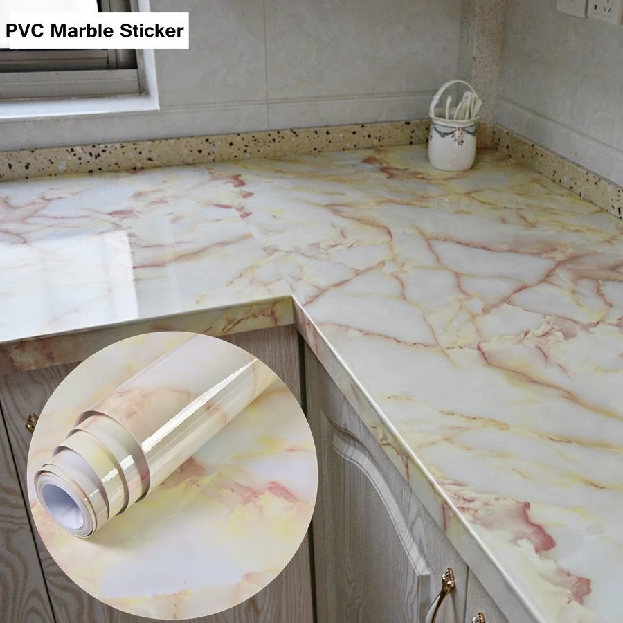 DIY Decorable Film PVC Self Adhesive Marble Wallpapers for Bathroom