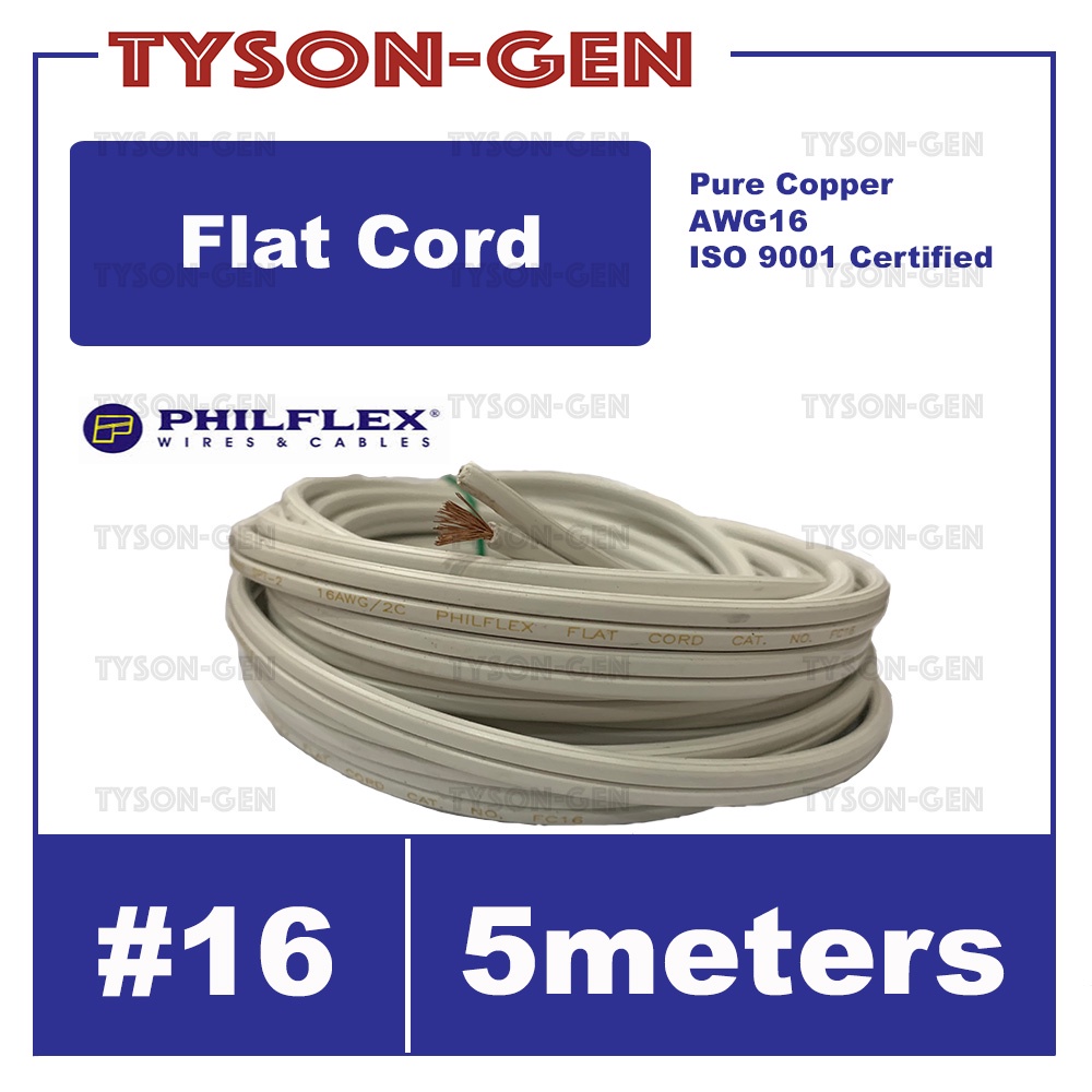 Philflex Flat Cord Wire 16 AWG 16 Pure Copper color black or white