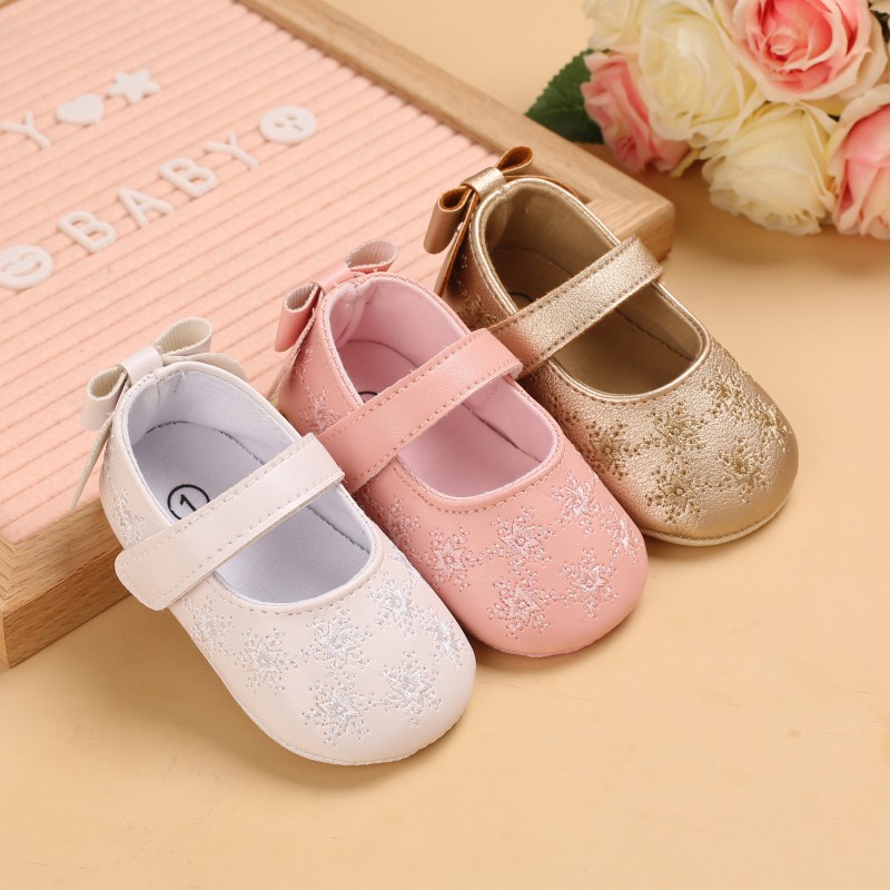 Baby Shoes for 1 Year Old Girl PU Sweet Princess Shoes Soft Sole