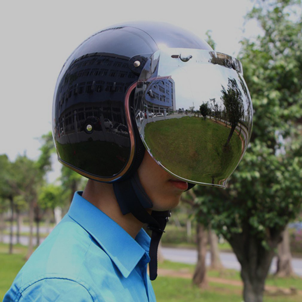 Motorcycle Windshield Helmet Vintage Style Helmets 3 Snaps Jet Helmet