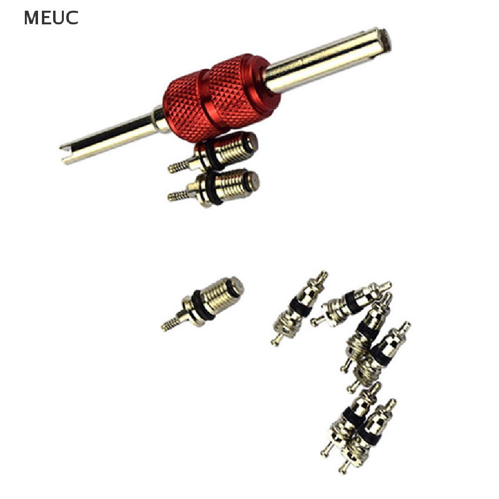 Meuctiffy 10Pcs/Set Car Air Conditioner Valve Core With Wrench Removal