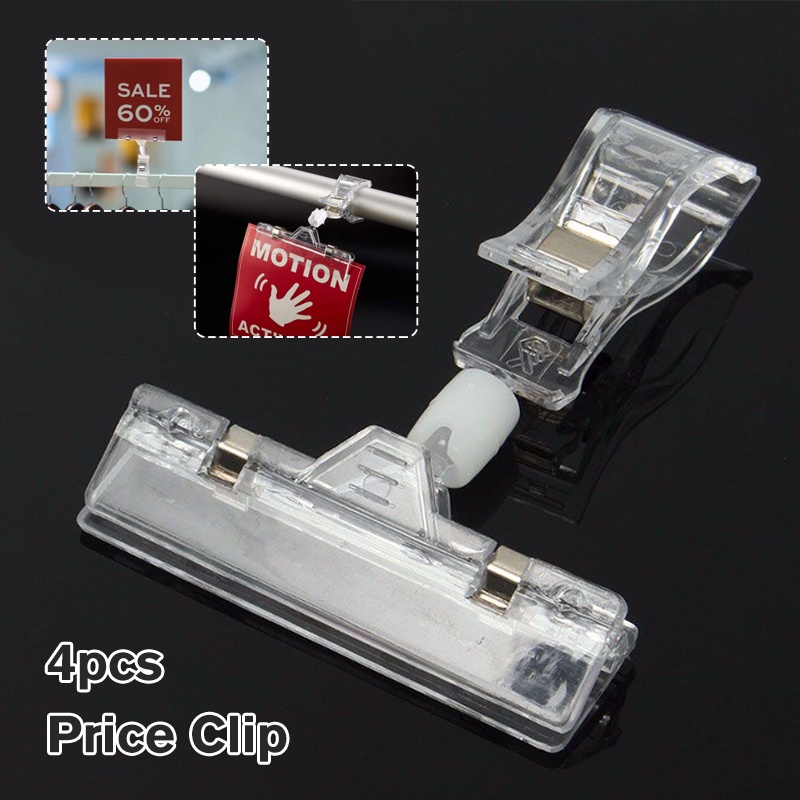 4PCS Plastic Shelf Clamp Merchandise Sign Price Label Tag Advertising