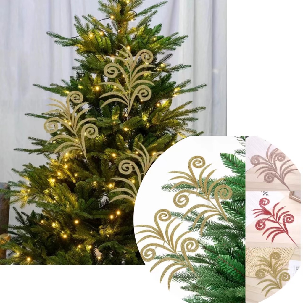 Christmas Leaves ( 910532) with Glitters Christmas Decor Tree Accents