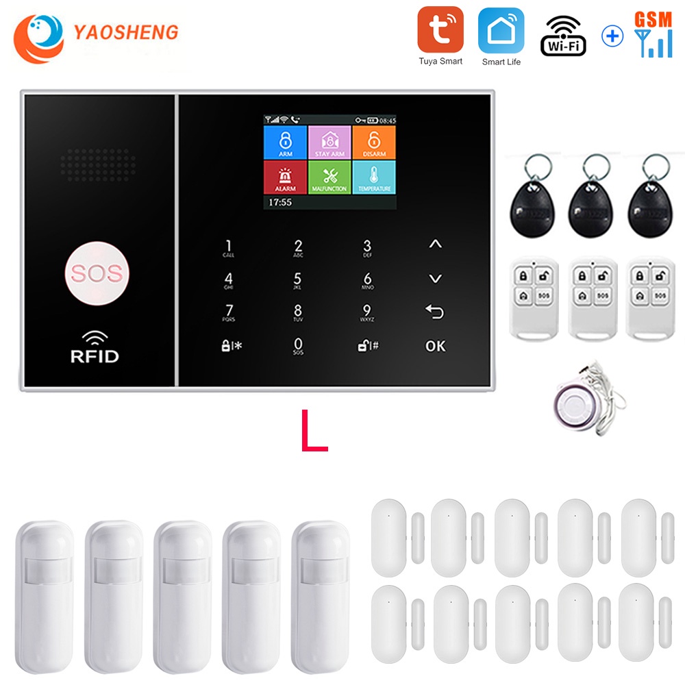 Tuya WIFI GSM GPRS Wireless 433MHz Home Burglar Alarm System With Smoke