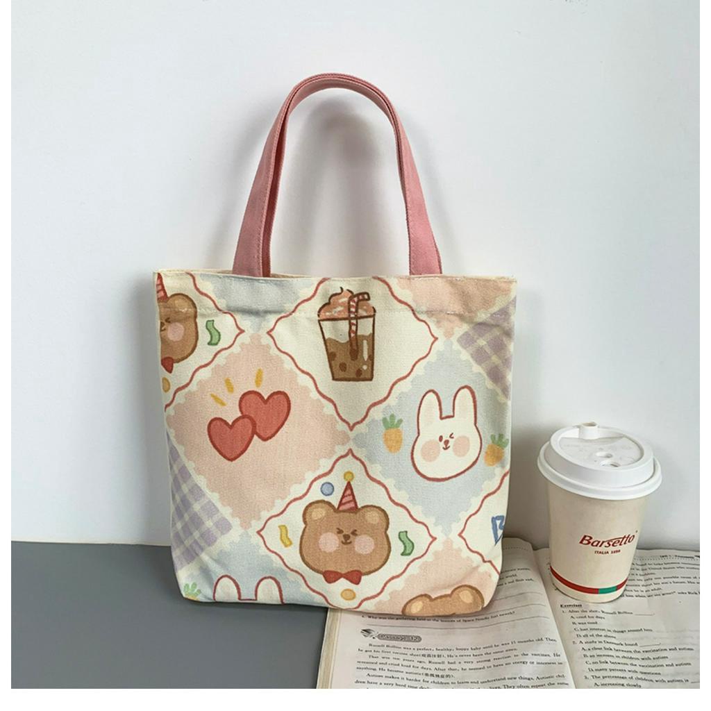 Canvas Tote Bag Shopping Bag Small Cloth Bag Lunch Box Bag Shopee