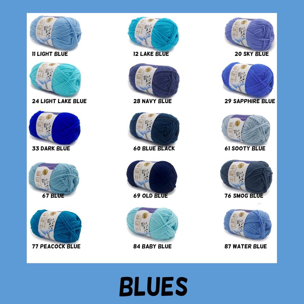 5ply milk cotton yarn (blue colors)50g knitting crochet wool amigurumi