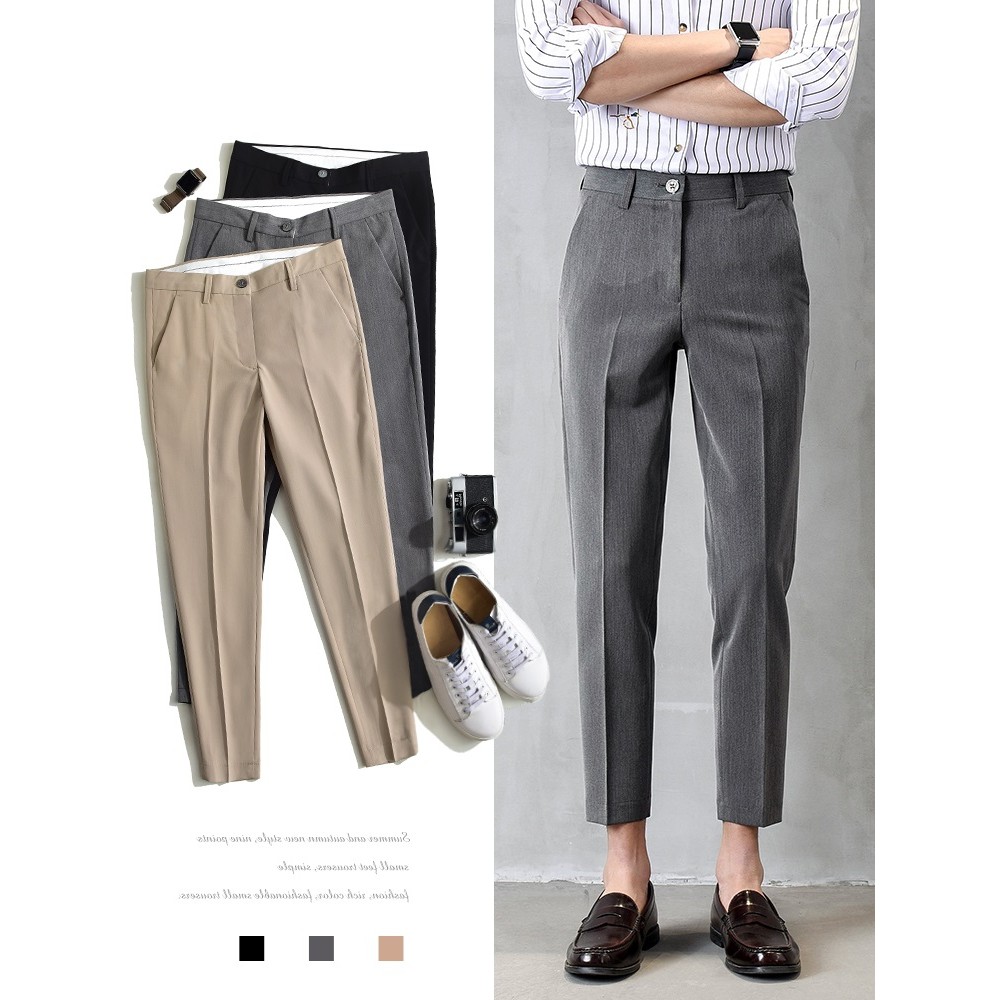 5 Colors HUILISHI Size 28 to 36 Trouser Pants for Men Above Ankle Korean Fashion Slacks 3 Colors
