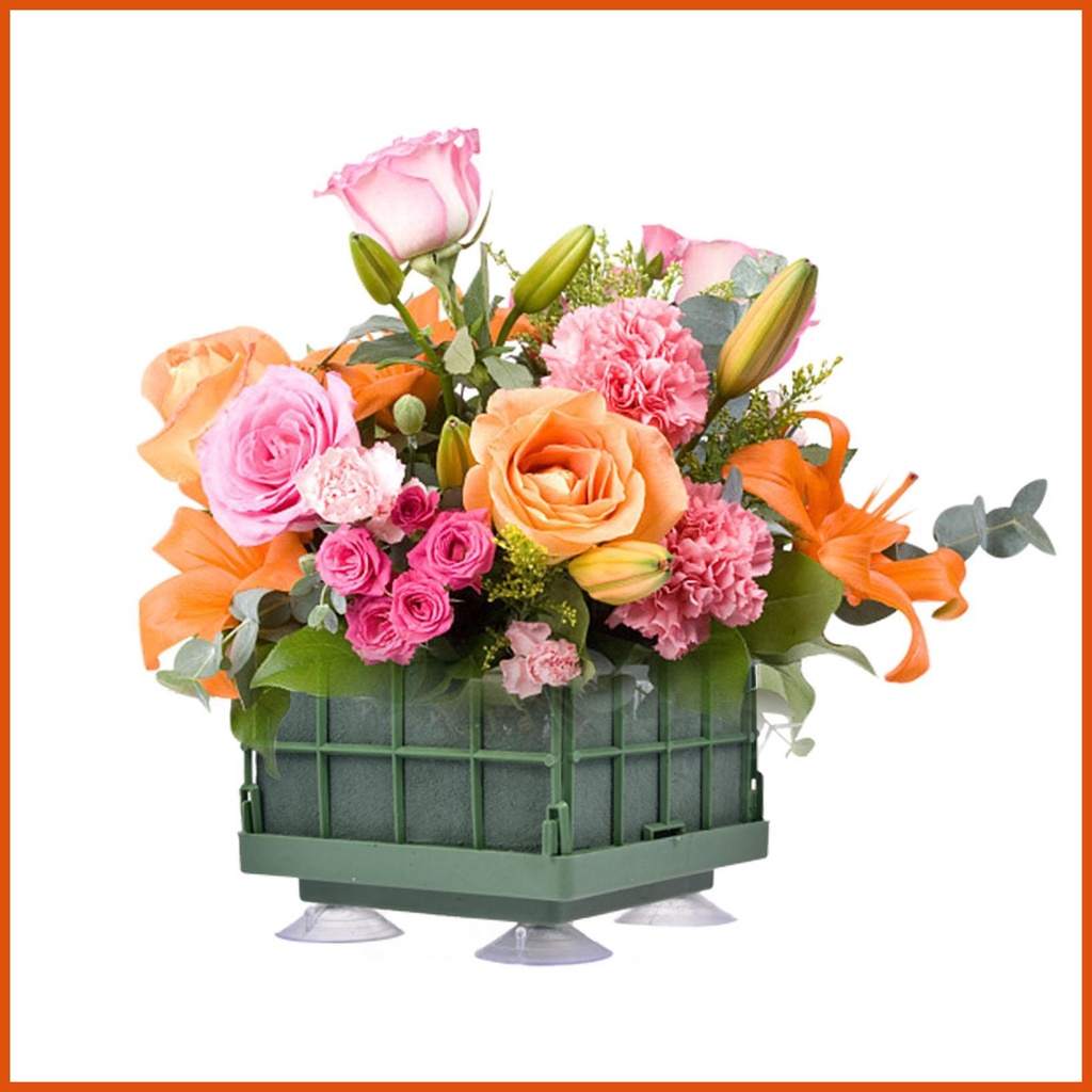 Flower Holder with Floral Foam Square Floral Cage Arranger Flower Cage Bowl for Table
