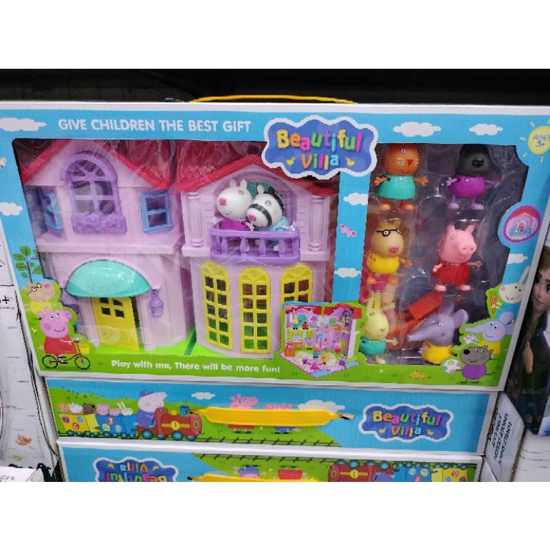 Peppah Pig Doll House Toy Set House Doll with Music, Light and Sounds