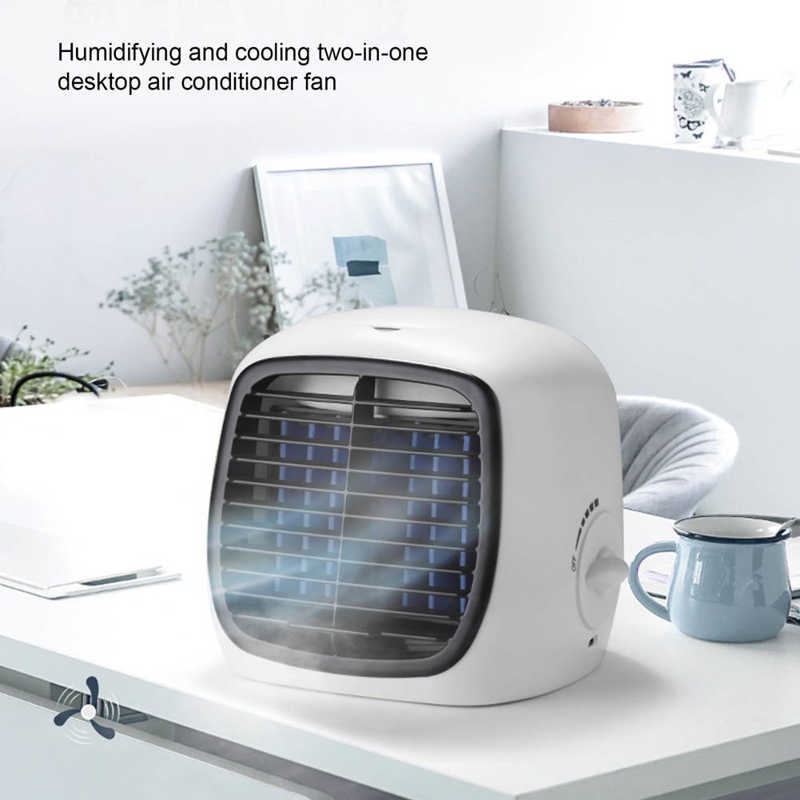 2 in 1 Small Air Cooler USB Powered Cooling Fan Portable Desktop