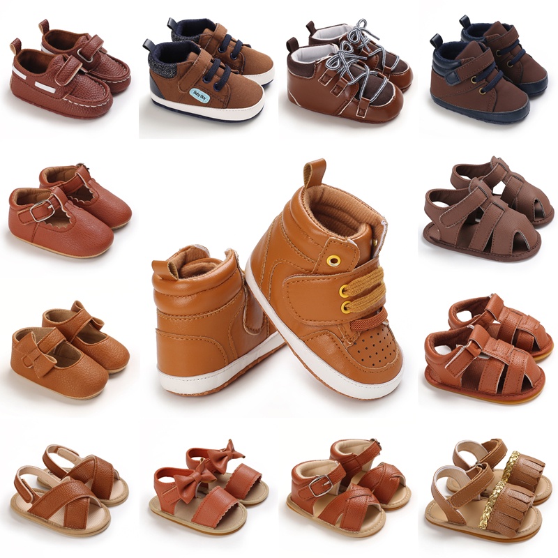 Brown Baby Shoes Christening Toddler Boy Shoes Soft Sole Newborn