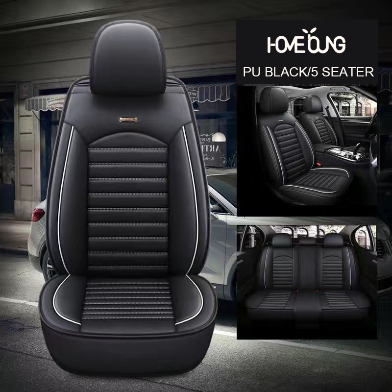 HOMEYOUNG Universal 5Pcs Auto Seat Cover Leather Full Protective Front