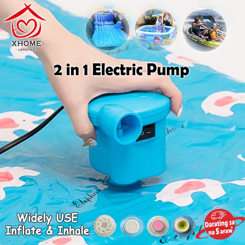 【Spot goods】☽XHOME 2 in 1 AC Electric Air Pump Home Inflate Deflate for