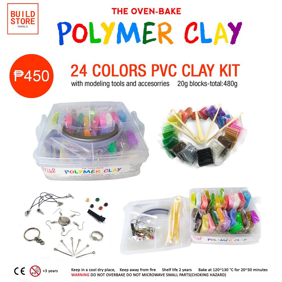 Polymer Clay and Lightweight Clay Kit 24 Colors Set (480g) w/ Tools